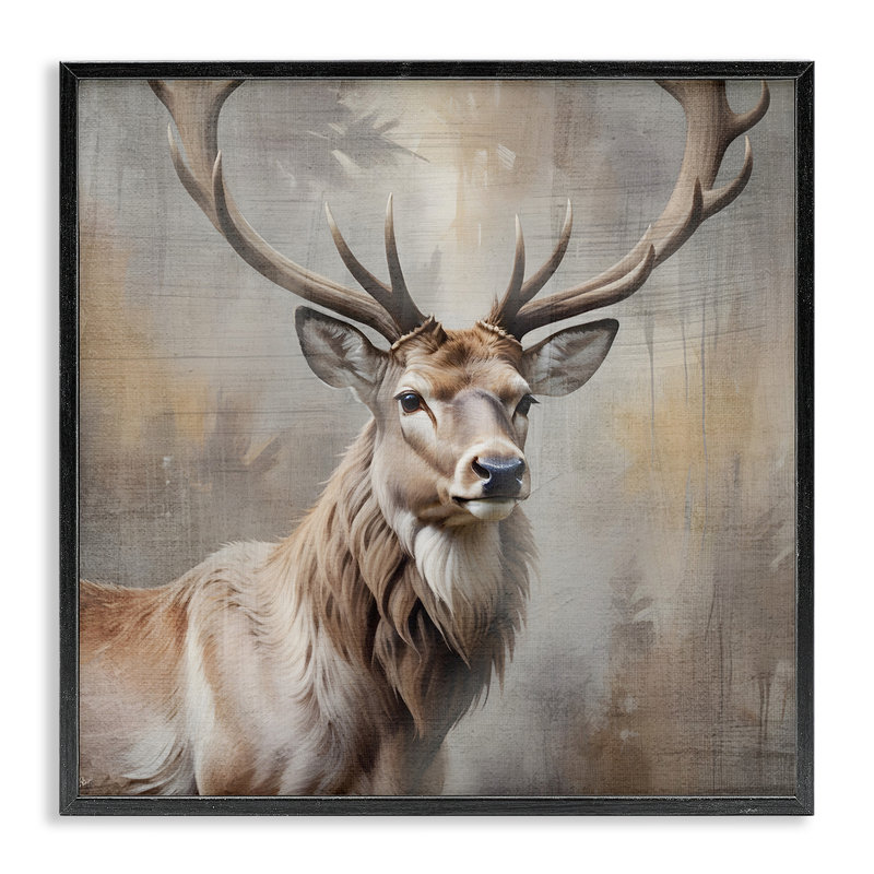 Rustic Stag avec un regard majestueux, estampe numérique, design par Susan Arnot, H 12 po x l 12 po