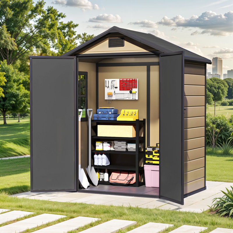 Remise de rangement verticale en plastique, Brun