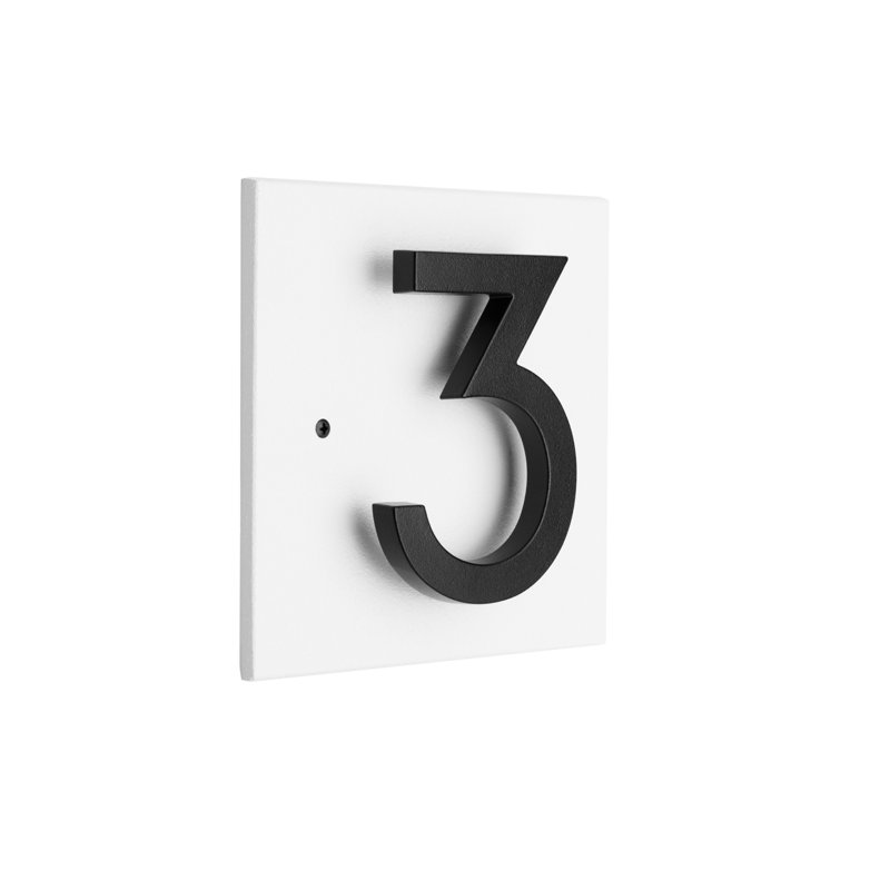 Floating Stand-Off 1-Number Horizontal Sign, White /W/ Black Mondern Font Number, Yes