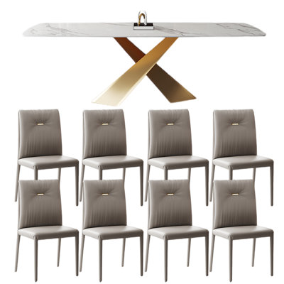 Ensemble de table de salle à manger rectangulaire de luxe de style italien
