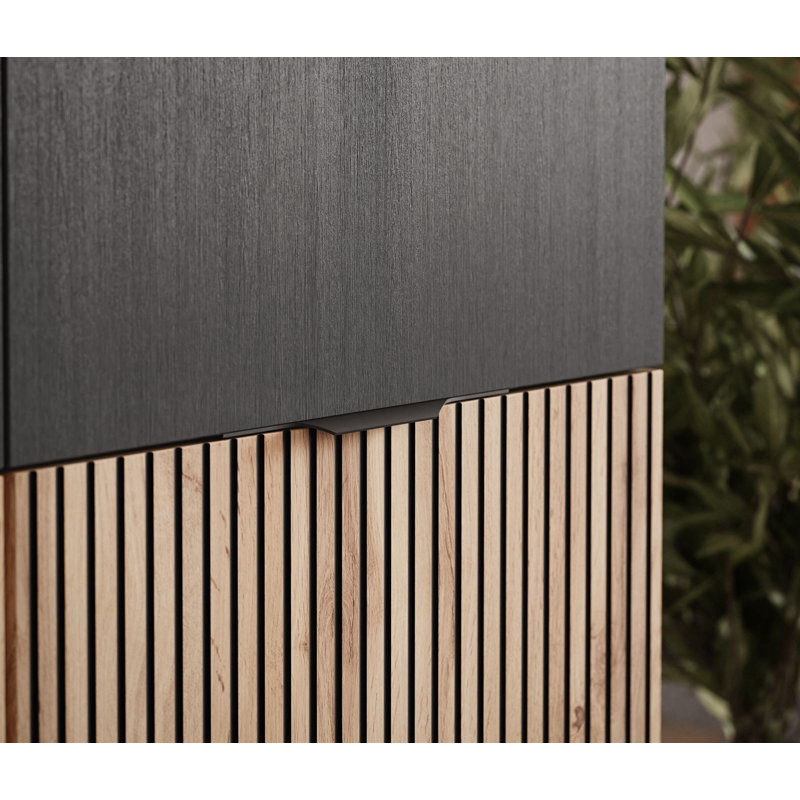 Manufactured Wood Wardrobe, Black Graphite/Wotan Oak