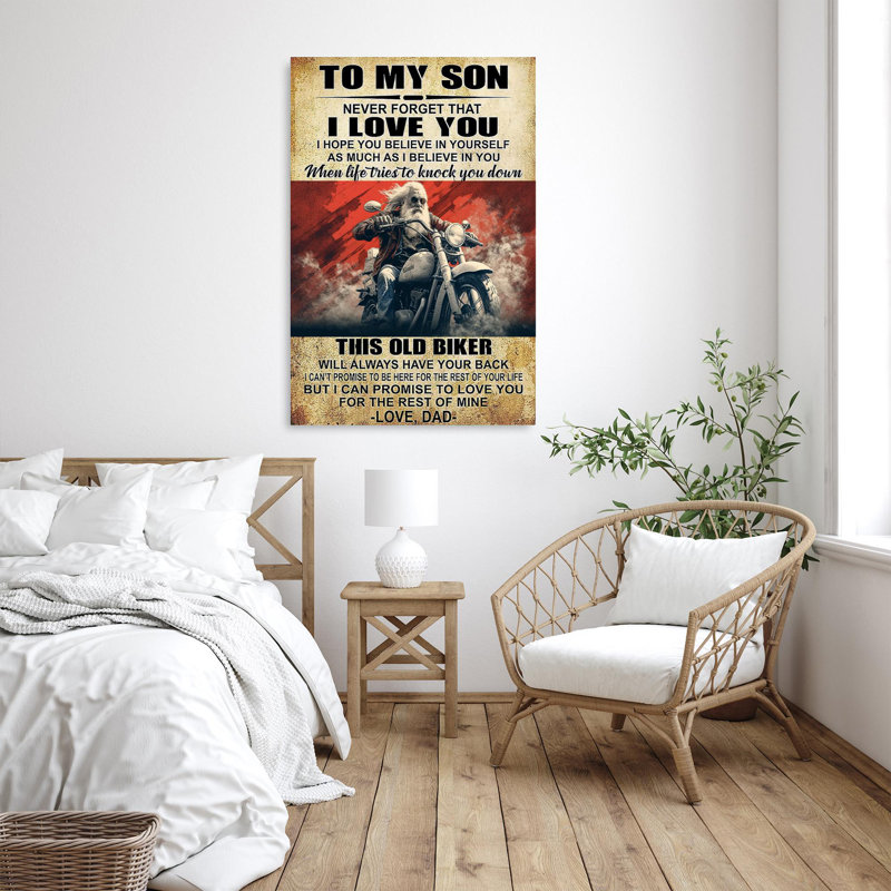«To My Son», impression rectangle 1 pièce sur To My Son - impression rectangle 1 pièce sur toile tendue, L 11 po x H 14 po