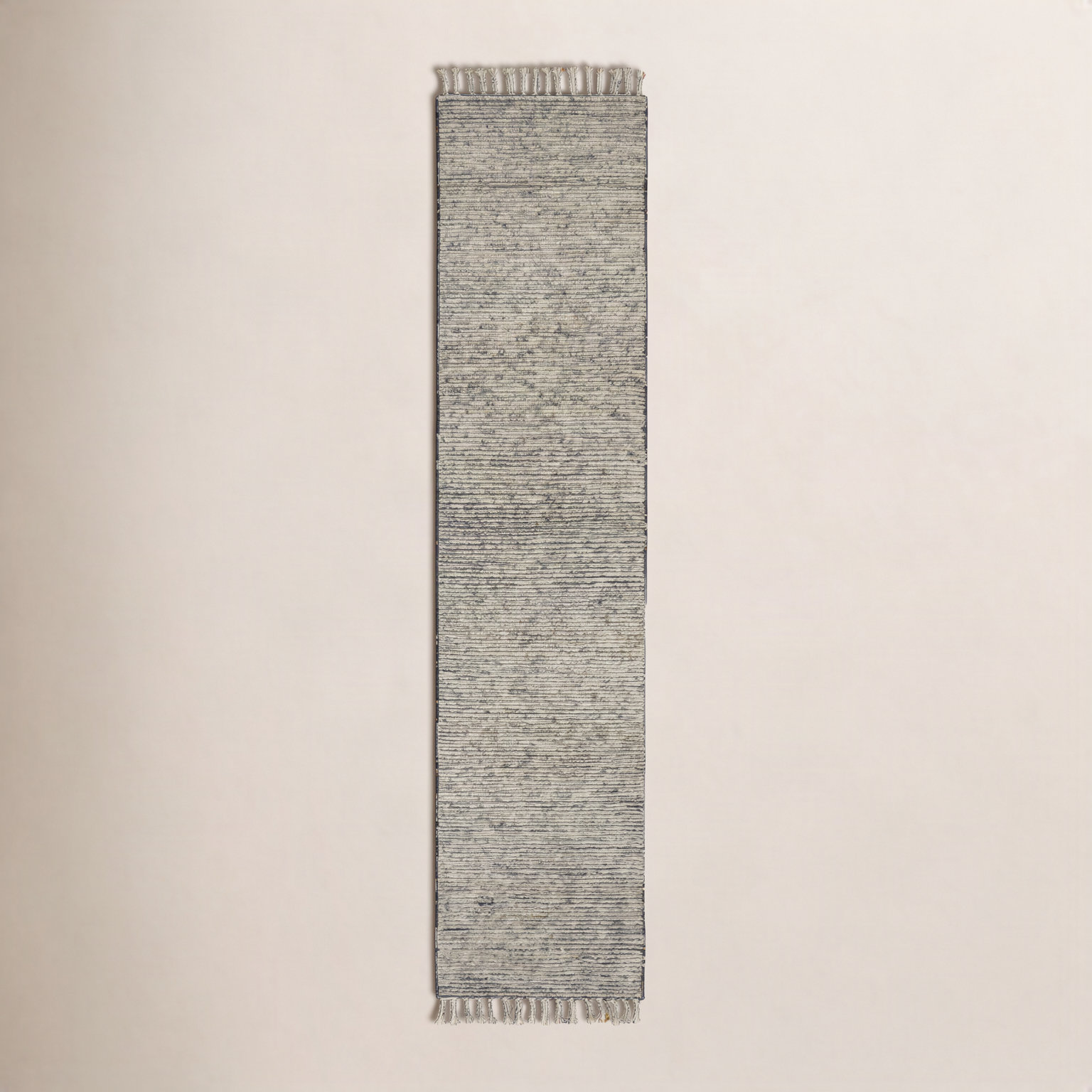 Swifton Gray Hand-Knotted Striped Wool Rug, Runner 3' x 12'
