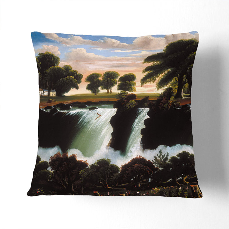 Genesee Falls In Rochester Square Throw Cushion, 55cm H x 55cm W x 20cm D