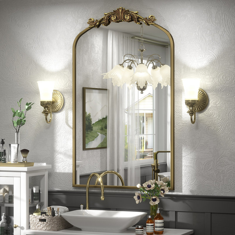 Miroir mural en verre trempé Amara, Doré, 40 po x 24 po