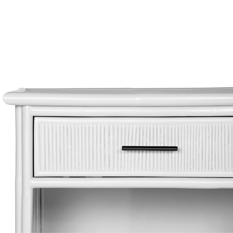 Table de chevet 1 tiroir, Blanc / noir