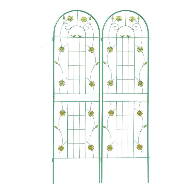 Ensemble de 2 treillis de jardin en métal 71 po x 19,7 po antirouille pour plantes grimpantes, Green