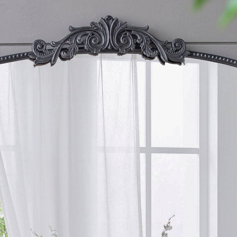 40 "X 31" grand miroir à arche classique et cadre d'inspiration baroque pour le salon Bathrrom, Noir
