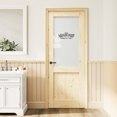 Porte en verre givré demi-lite 32 po x 80 po, panneau d'intimité en verre à peindre et imperméable, combinaison pour porte de buanderie