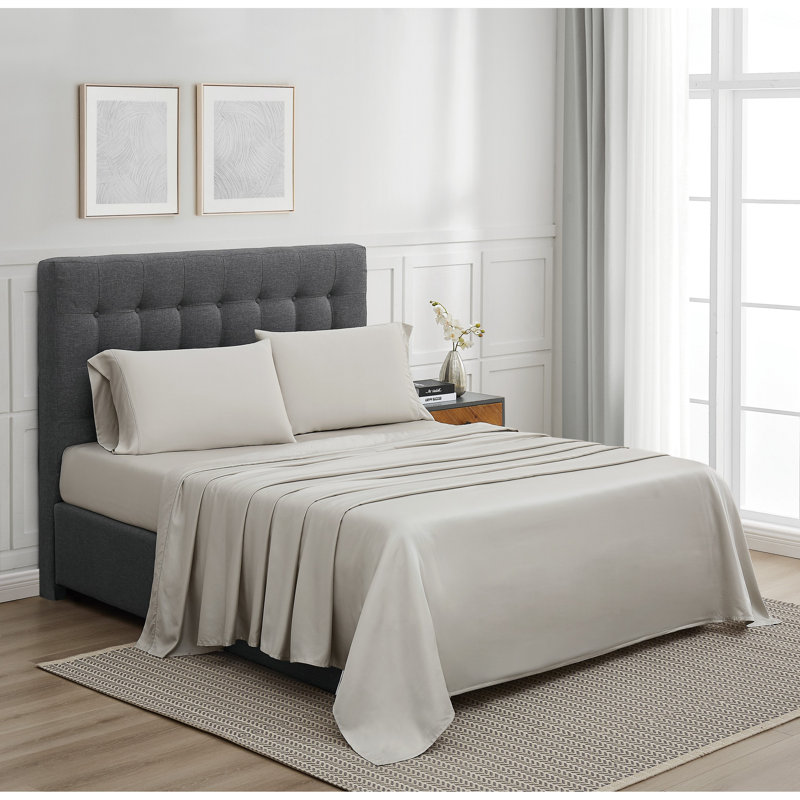TENCEL Standard Solid Colour Sheet Set, Greige, Full Sheet Set + 2 Pillowcases