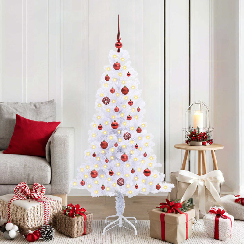 Lighted Artificial Christmas Tree, 150cm H, Red