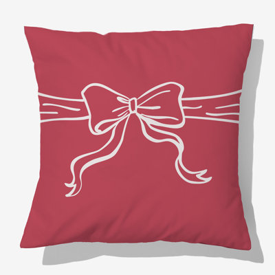 Personalization Mall Christmas Bow 18" Throw Pillow, Red