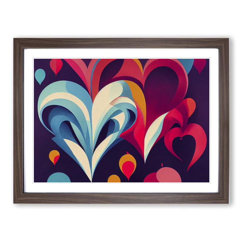 Love Hes Abstract - Single Picture Frame Print, 46cm H x 64cm W x 2cm D, Walnut