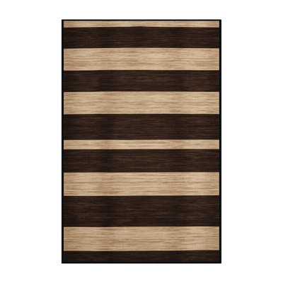 Machine Washable Horizontal Stripes Black Area Rug