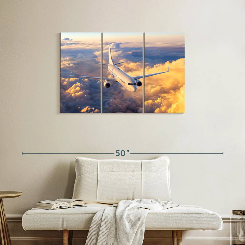 Mehar avion au-dessus des nuages, H 24 po x l 38 po