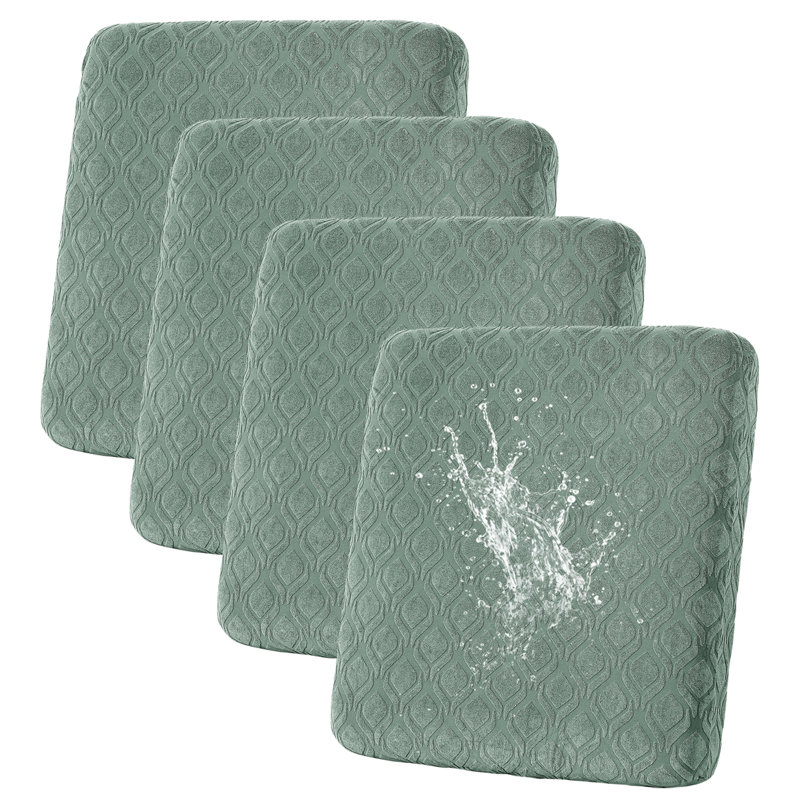 4 Pcs Waterproof Couch Cushion Covers，Washable Stretch Outdoor Patio Furniture Covers, Green Fabric