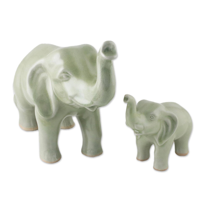 Ensemble de figurine 2 pièces maternelle éléphant celadon Adley