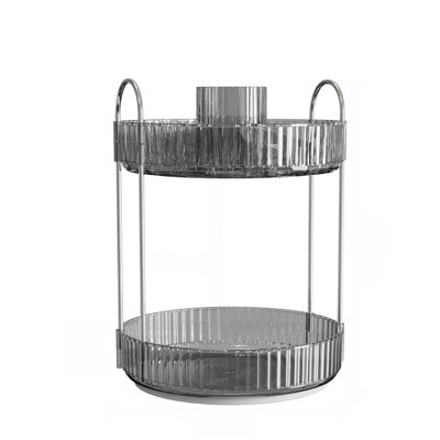 360-Degree Rotating Makeup Organizer For Vanity - 2 Tier High-Capacity Cosmetic Storage With Sturdy ABS Trays And Alloy Steel Base, Space-Saving Countertop Skincare & Perfume Display