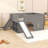 Low Loft Bed With Storage Shelves And Slide-668820490