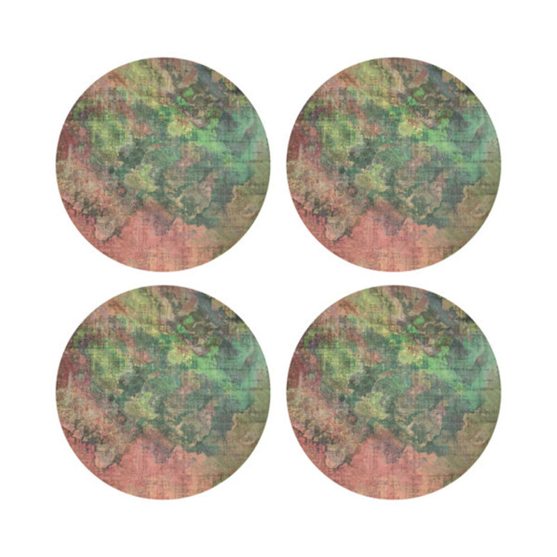 Watercolor Darling Vegan Leather Round Pebble Placemat