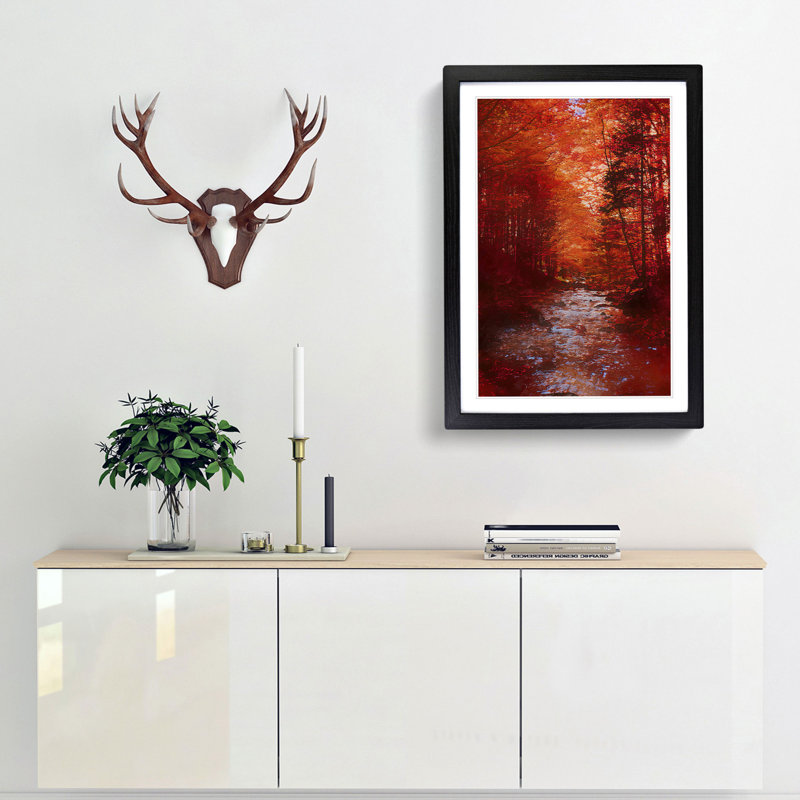 The Woodland Stream in Abstract - Picture Frame Graphic Art Print, 60cm H x 40cm W x 2cm D, Black