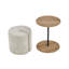 Table d'appoint ronde en placage de chêne avec repose-pieds dissimulé en tissu Teddy, table de bout de 17,3 po de diamètre avec siège escamotable, mobilier d'appoint peu encombrant pour le salon et la chambre à coucher