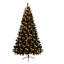 Sapin de Noël artificiel noir de 1,80 m (6 pi) préilluminé, en épinette articulée, avec 280 lumières DEL à couleurs changeantes et 11 modes d'éclairage pour la décoration de la maison et du bureau pendant les fêtes.