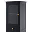 Grande armoire de rangement pour salle de bain avec portes en verre, deux tiroirs autoportants et tablettes réglables - idéale pour organiser et exposer vos articles essentiels-555004600