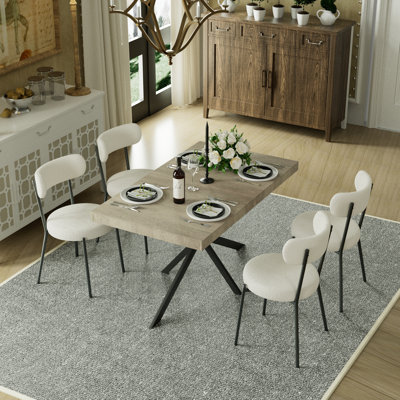 55.11" to 70.86" Extendable Rectangle Dining Table Set Wooden Table with Dining Chairs