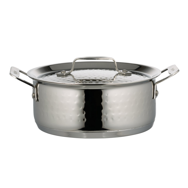 Casserole ronde en acier inoxydable avec couvercle Bon Chef Cucina, 3 pintes