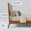 Structure de lit plateforme en bois de bambou massif de style Mid-Century avec lattes de bois et support en métal, lit-bateau, aucun sommier requis, assemblage facile-128923079-128923081