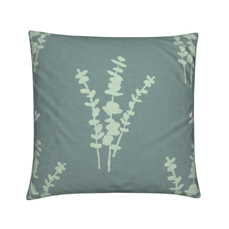 Eucalyptus Square Pillow Cover & Insert, 24"H x 24"W, Teal/Mint Floral