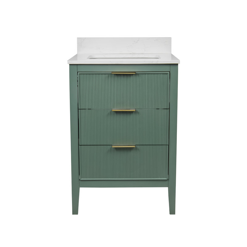 Meuble-lavabo Evelyn, Vert sauge / or, 24"