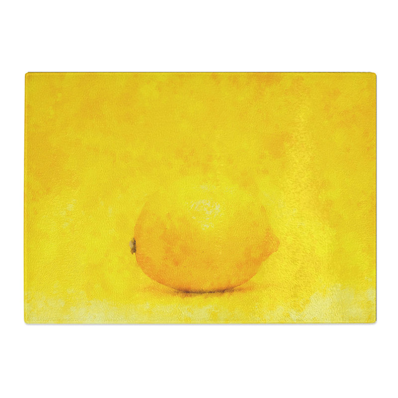 Lemon Painting Chopping Board, 0.4cm H x 28.5cm W x 39cm L