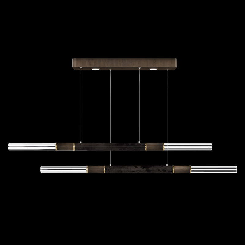 Antonia 71"W Linear Pendant, Bronze/Brass/Charcoal