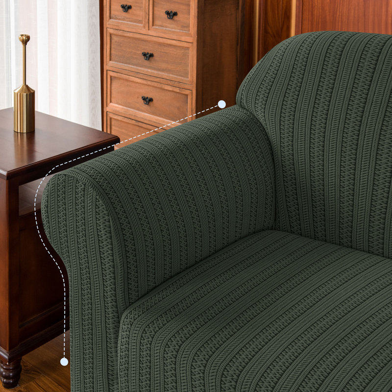Box Cushion Loveseat Slipcover, Olive Green