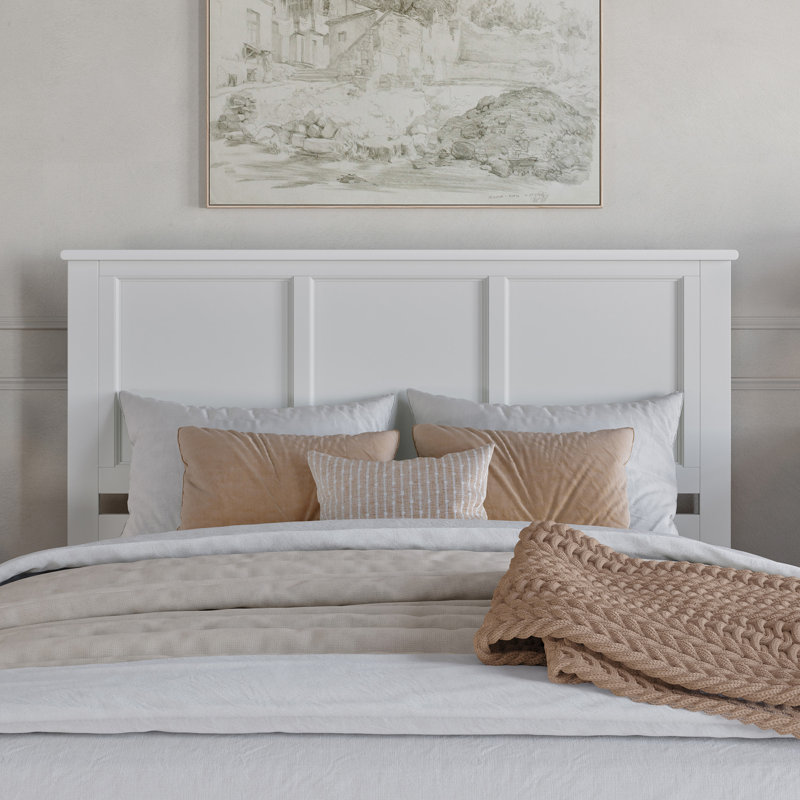 Tête de lit en bois massif Amear, Blanc, Grand