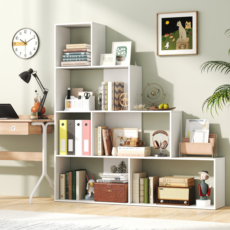 162cm H x 153cm W Step Bookcase, White