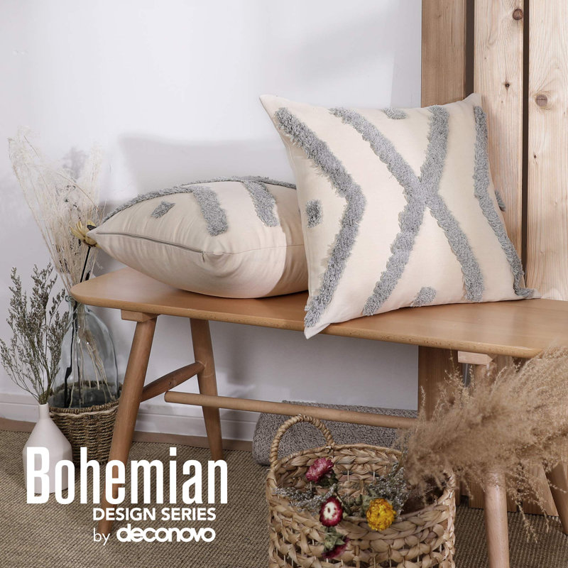 Square Throw Cushion Cover, Grey