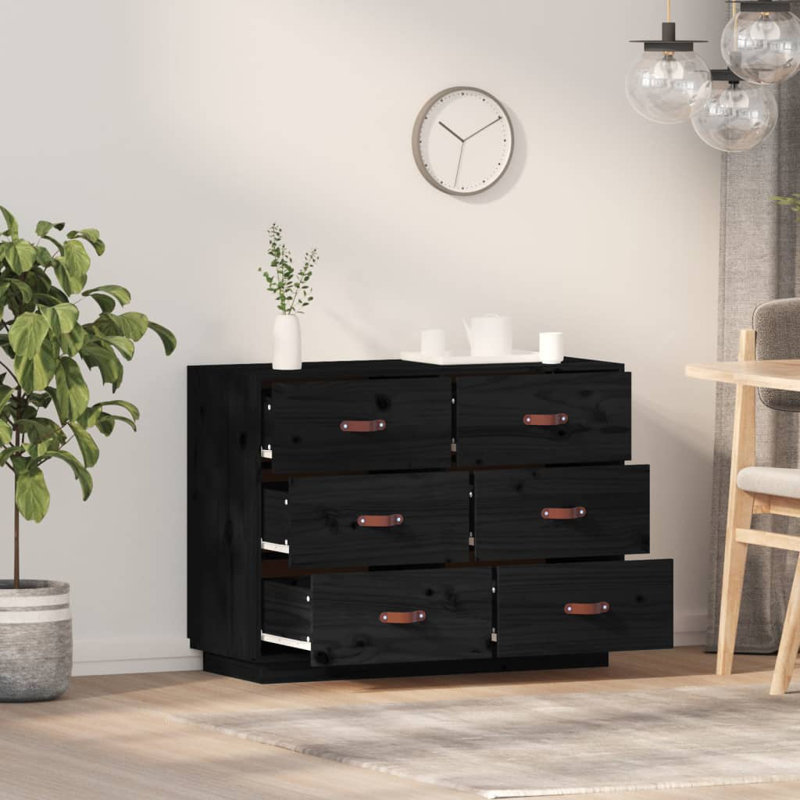Levenia 100cm Solid Wood Sideboard, Black