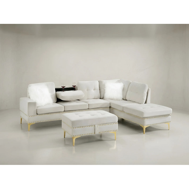 Canapé modulaire en velours beige Pershore, Beige