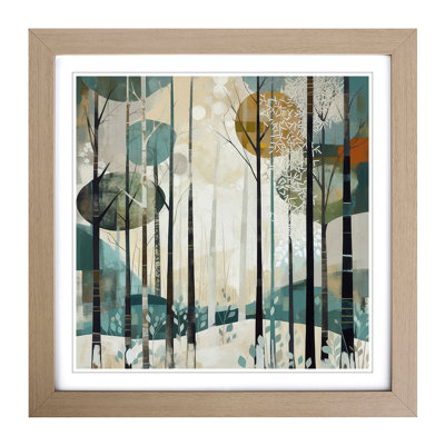 Winter Forest Mid-Century No.2 - Single Picture Frame Print on Wood