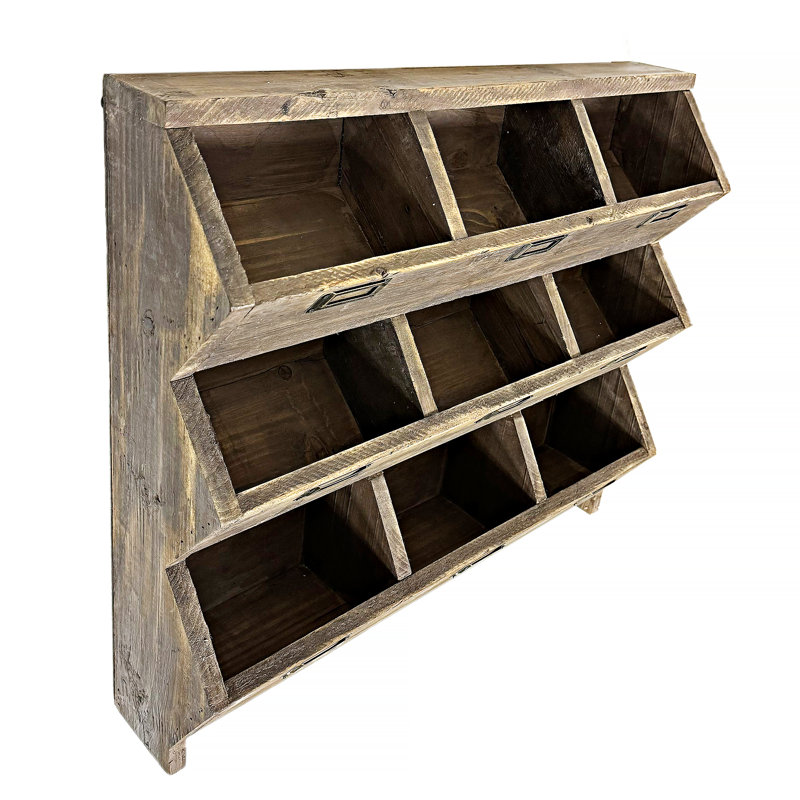 9 Cube Solid Wood Organizer Wall Shelf