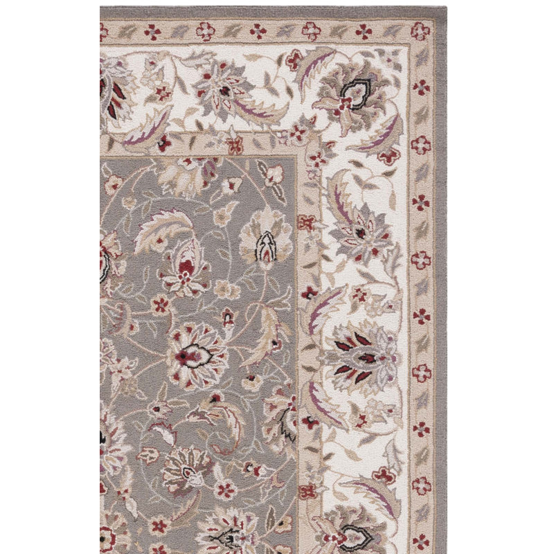 Tapis taupe / ivoire en laine crocheté à la main Hollander, Rectangle 2 pi 9 po x 4 pi 9 po