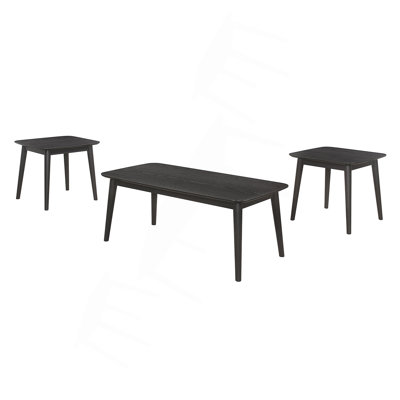 3 Piece Rectangular Coffee Table Set, Black