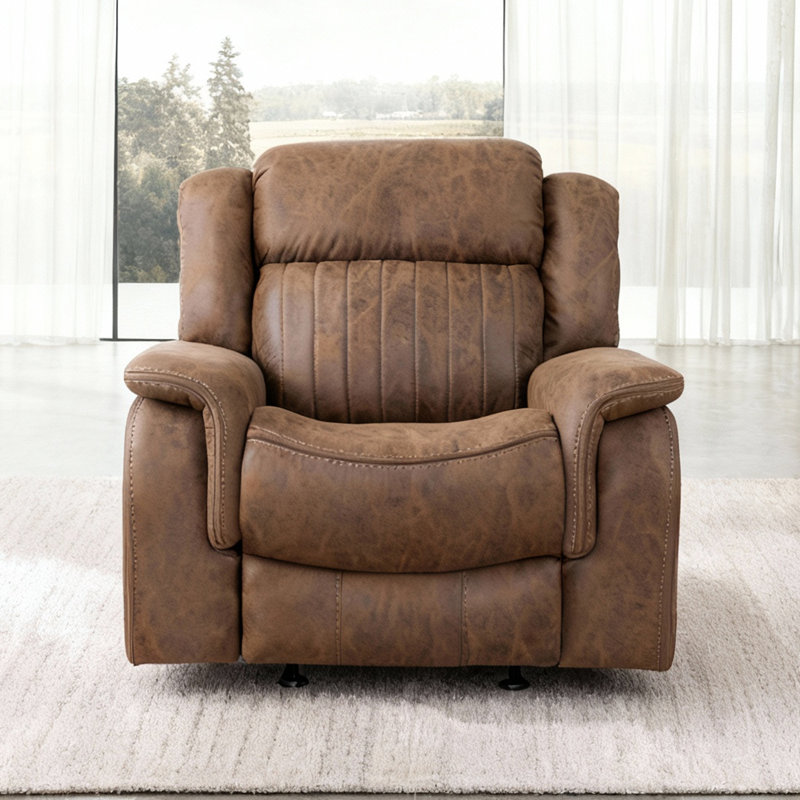 Ensemble de salon 2 pièces en similicuir - Fauteuil inclinable et canapé avec table rabattable, Brun