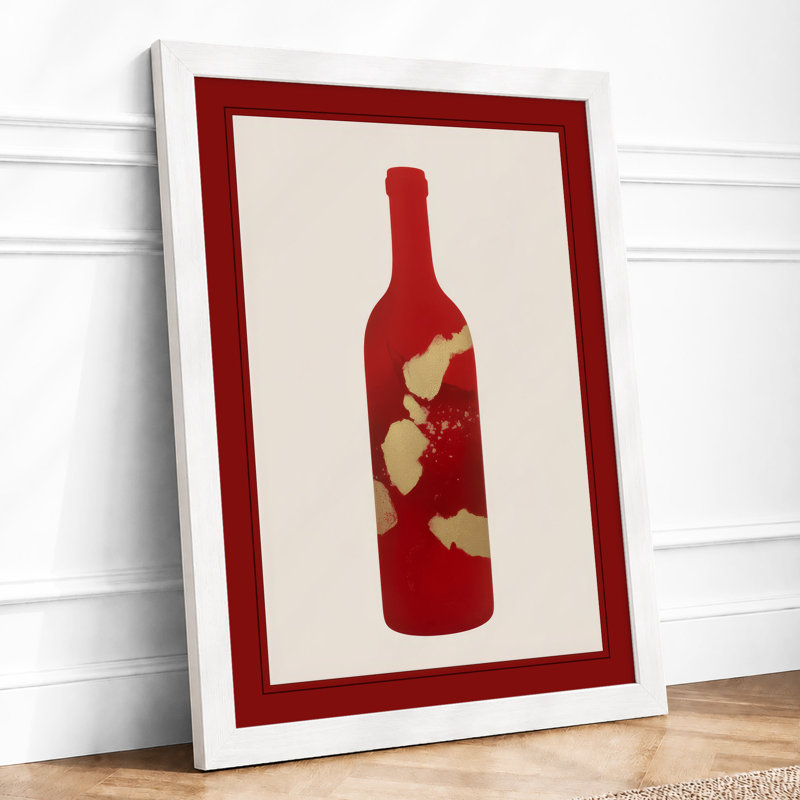 Autumn Wine Bottle Modern - Print, A2 - 59.4 x 42.0 cm, White