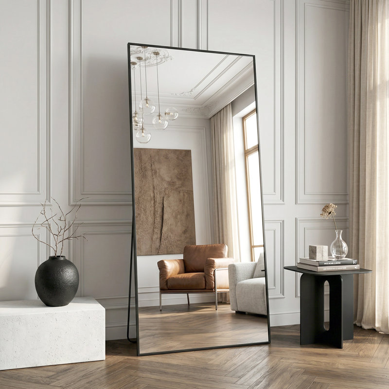 Rectangular Home Full-Length Mirror, Black, 78" x 38"