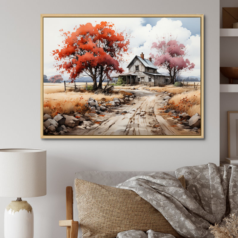 Masumah " Farmhouse Harmony ", H 16 po x l 32 po, Gold Picture Framed