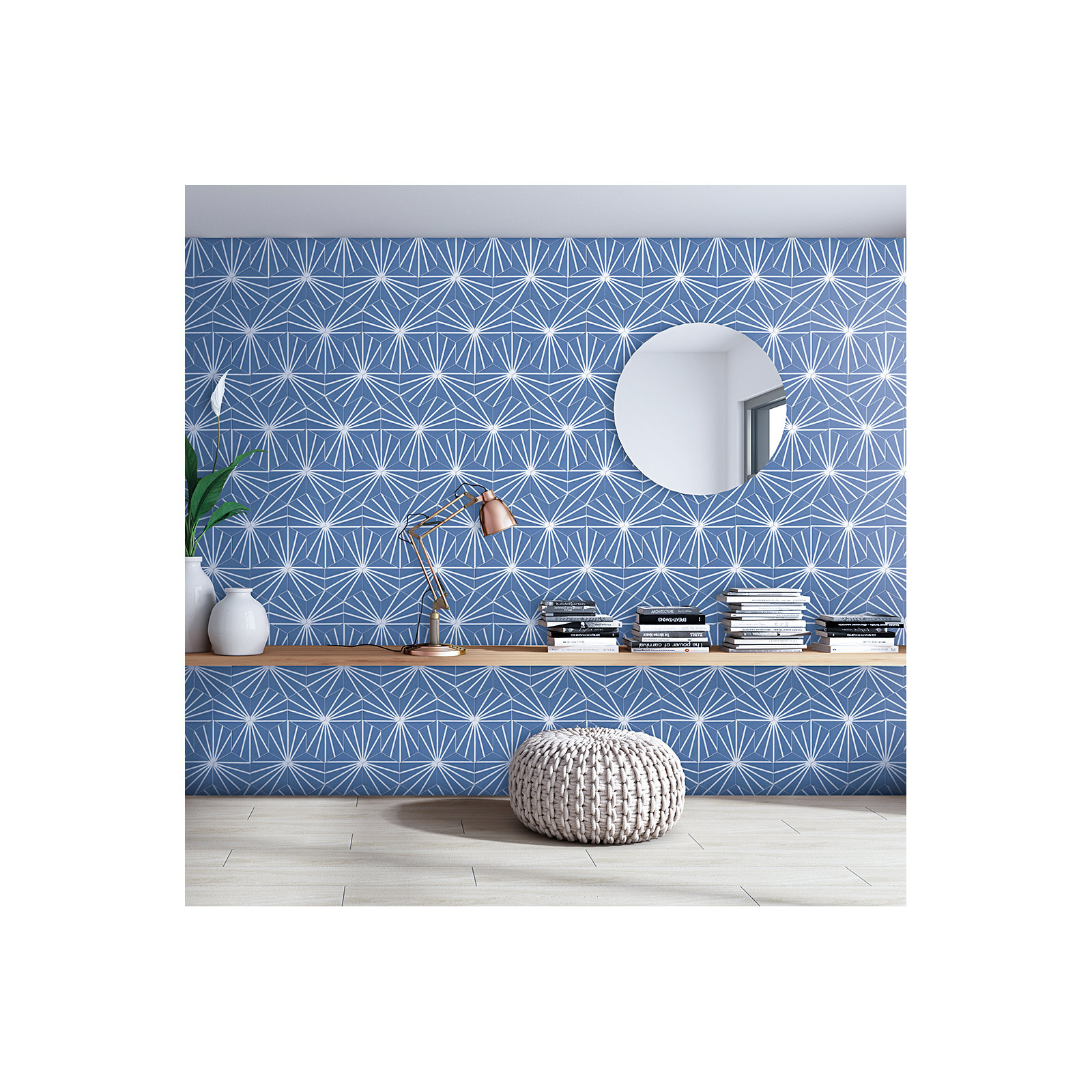 GeoHex Deco 8" Hexagon Matte Porcelain Floor and Wall Tile (9.03 Sq. Ft. / Case), Blue
